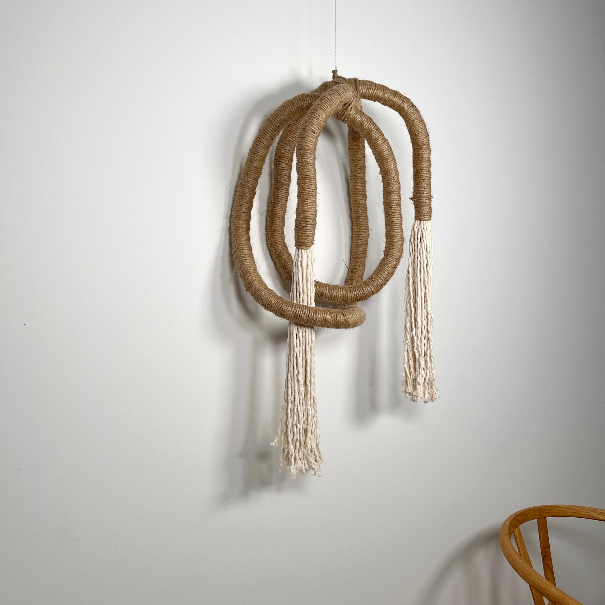 wrapped wall hanging in jute and cotton